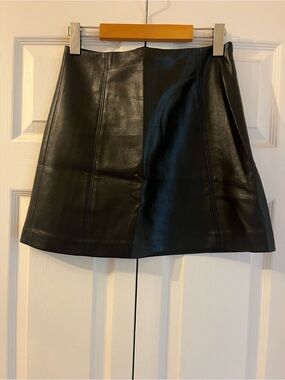 Babaton Black Faux Leather Mini Skirt